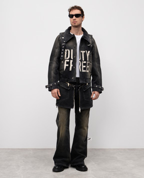 Off-White Grey flared jeans with a worn effect OMYA18RZ25DEN002