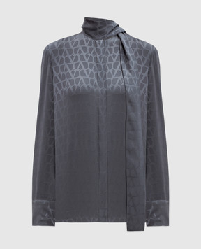 Valentino Gray Toile Iconographe silk blouse 5B3AB5T77TK
