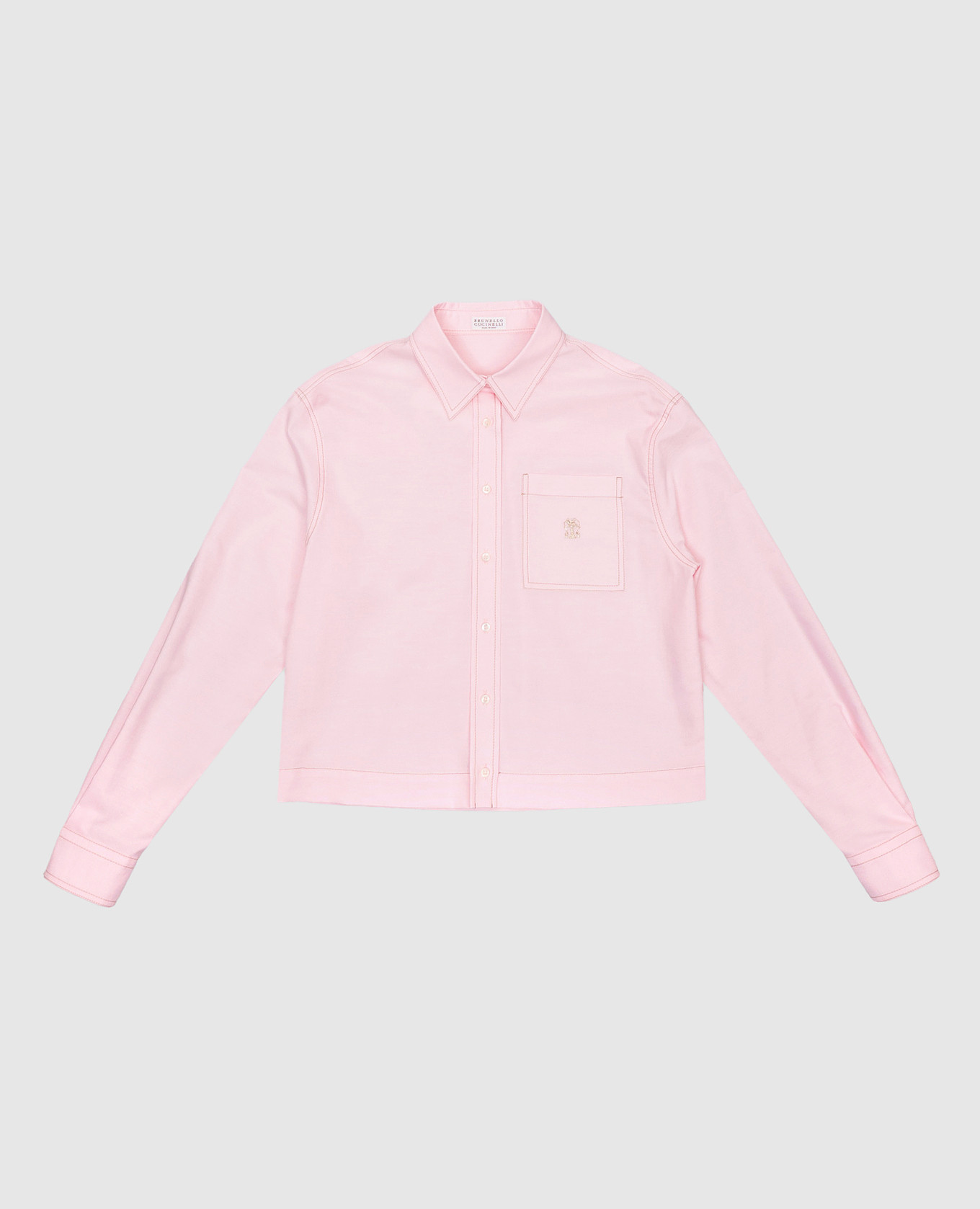 

Children's pink shirt with embroidered logo emblem Brunello Cucinelli