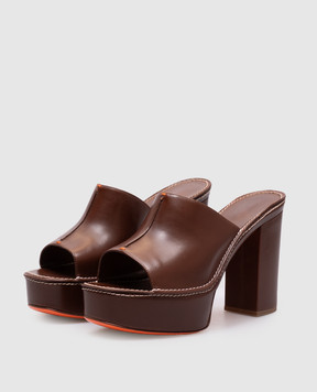 Santoni Brown leather mules WHST71585HC7TTIX