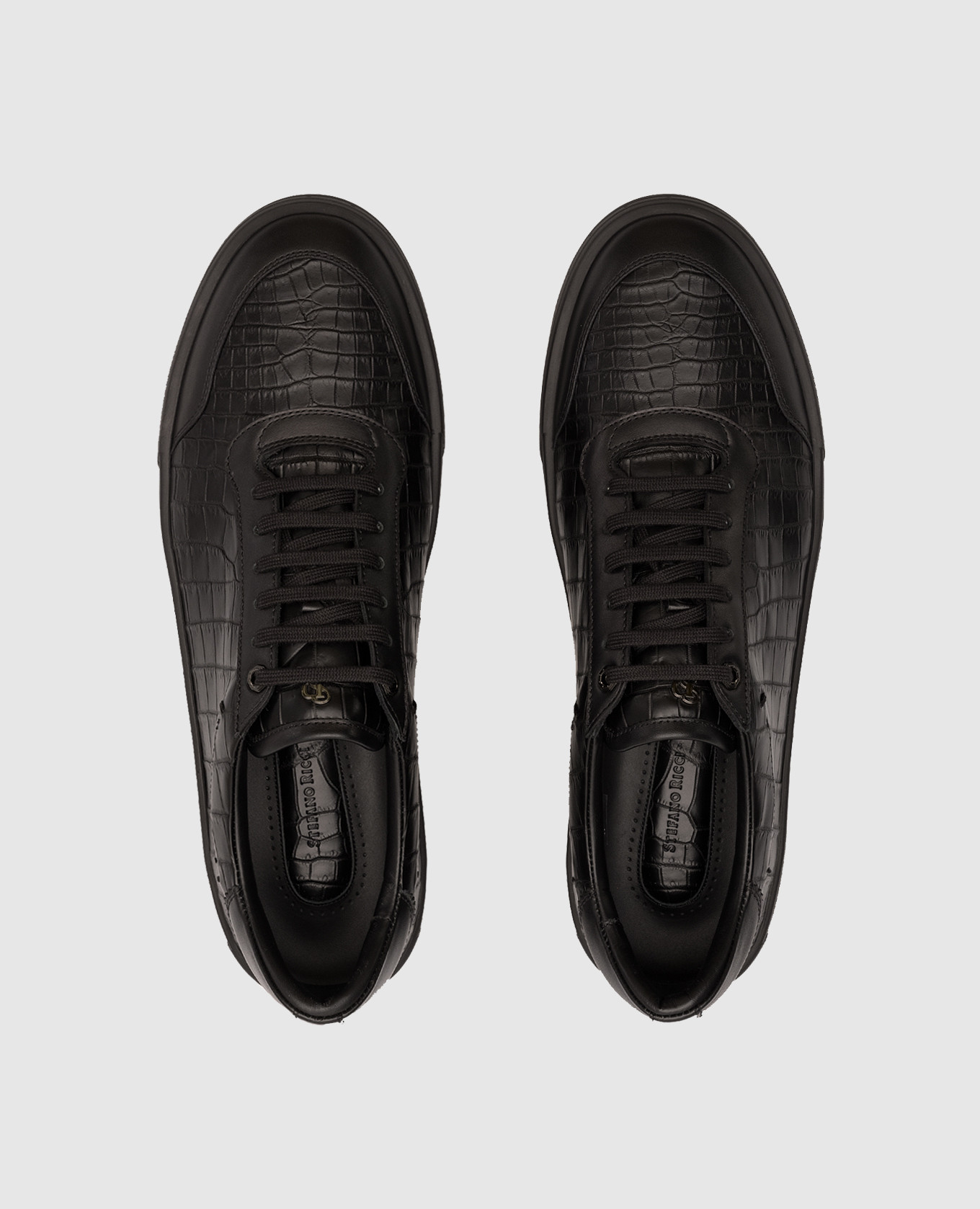 

Black croc sneakers with logo monogram Stefano Ricci