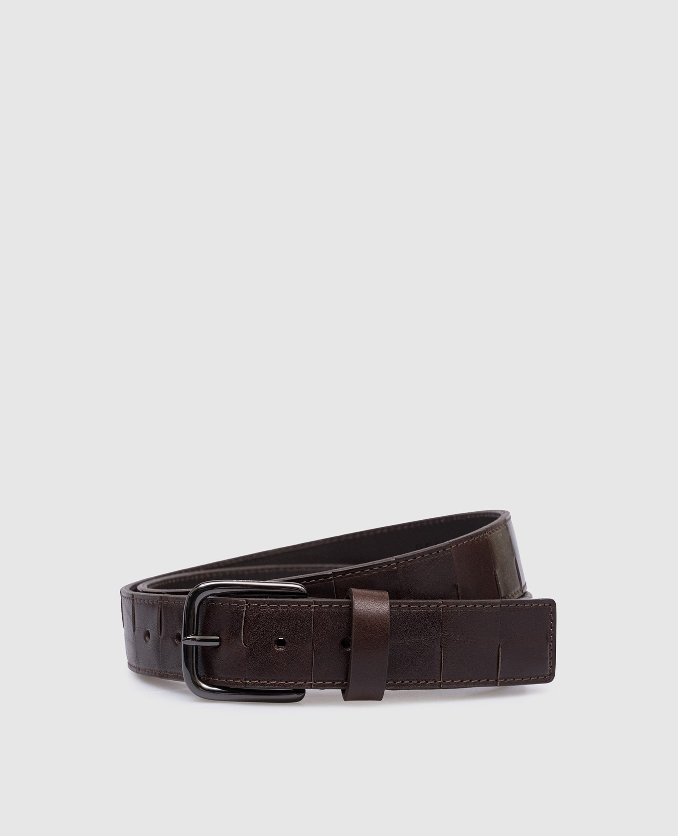 

Brown leather belt with logo Peserico