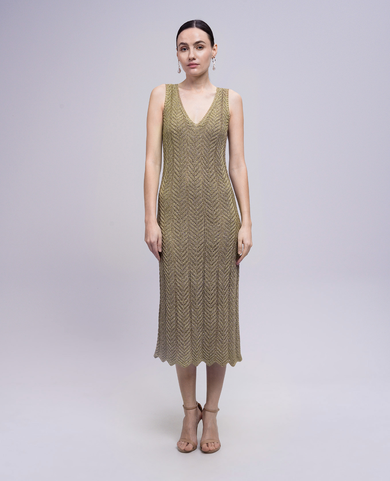 

Beige midi dress with lurex Twinset