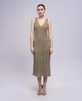 Twinset Beige midi dress with lurex 251TT319A