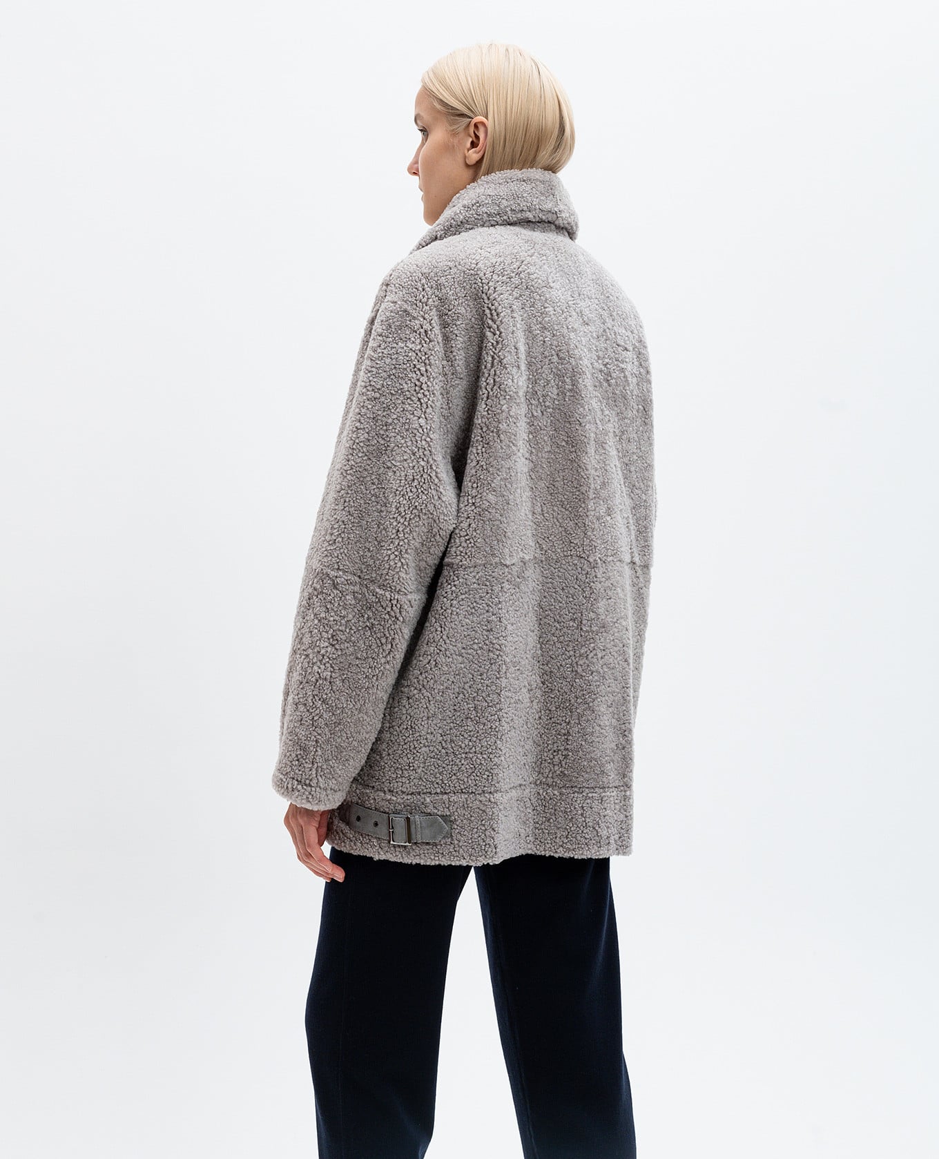 Gray shearling coat Simonetta Ravizza 4