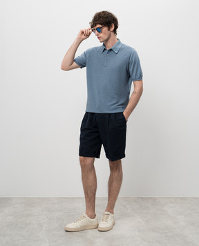 Kiton Blue polo shirt with pattern UMK0706