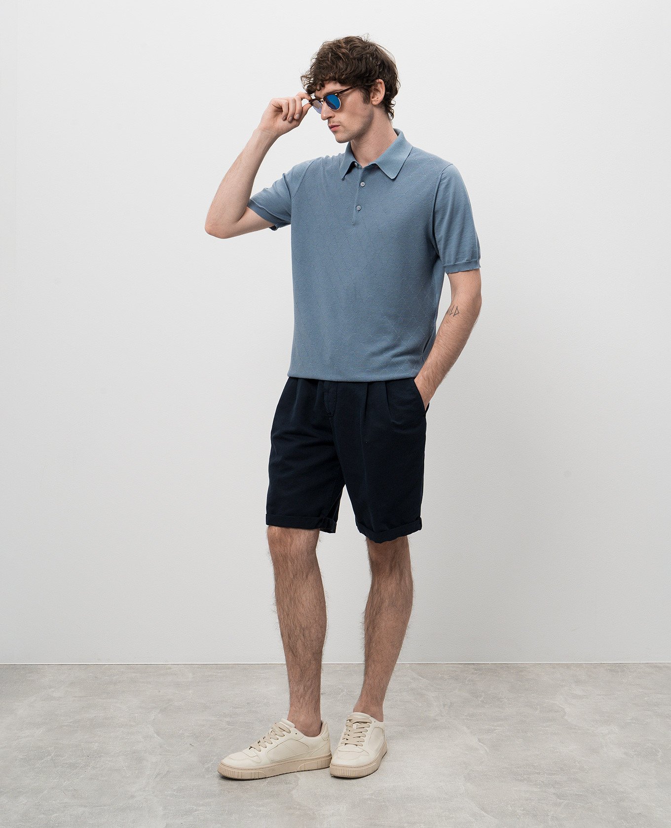 

Blue polo shirt with pattern Kiton, Light blue