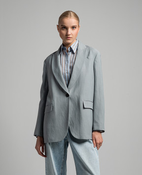 Brunello Cucinelli Gray linen jacket with monil chain MH1262476