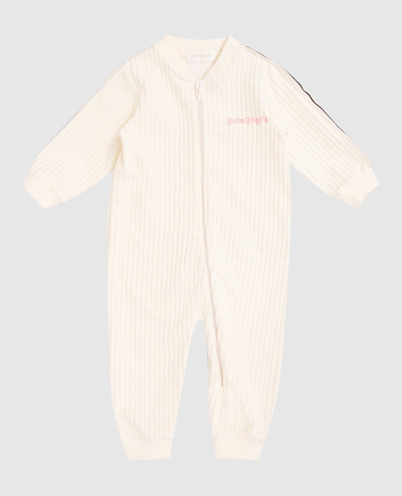 

Baby beige corduroy romper with logo Palm Angels