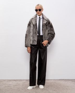 Yves Salomon Brown leather pants 25EYP200XXAPAR
