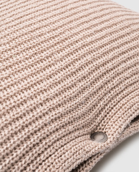 Brunello Cucinelli Beige pillow in a stripe with sequins with linen and silk ML52320002
