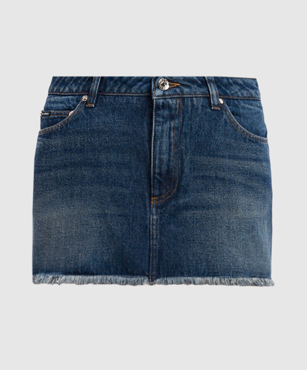 Dolce&Gabbana - Blue denim mini skirt with a frayed effect