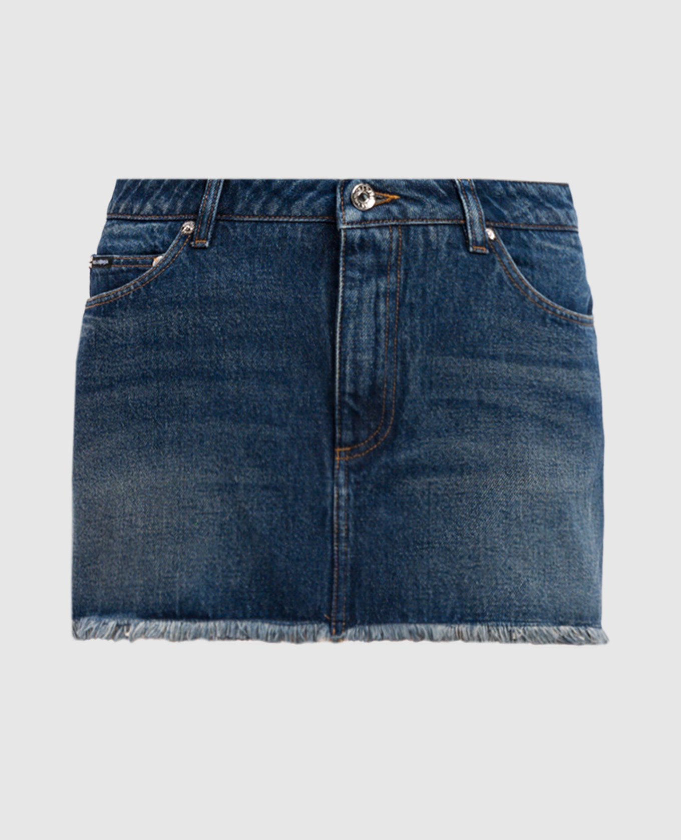Blue denim mini skirt with a frayed effect Dolce&Gabbana