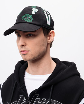 Off-White Black Crorco cap with logo patches OMLA049S25FAB007