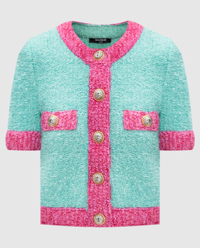 Balmain Green cardigan with lurex DF1KL027KG70