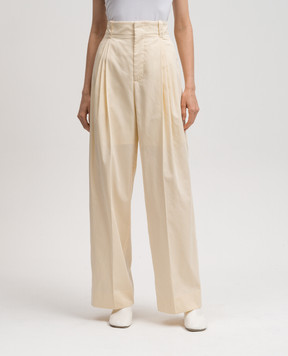 Bottega Veneta Yellow pants with silk 793118V3YS0