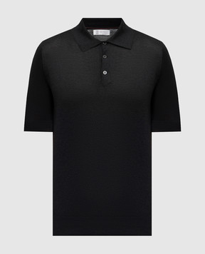 Brunello Cucinelli Grey melange polo with silk MNB805405