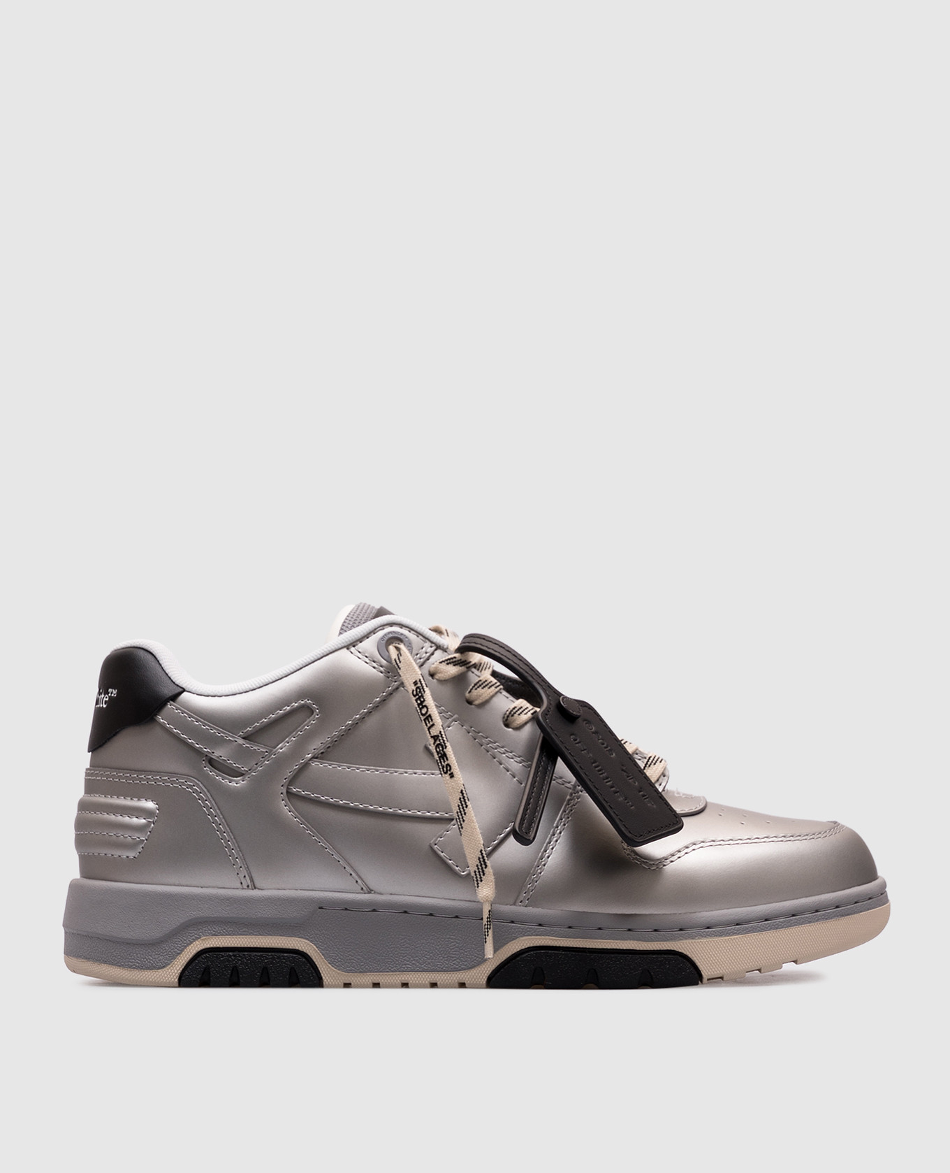 

Silver leather sneakers Out of Office Off-White