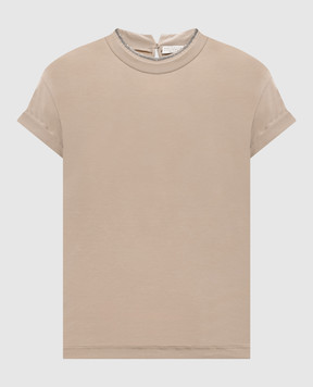 Brunello Cucinelli Beige top with monil chain MPT18BD200