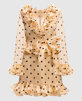 Valentino Beige silk mini dress with peas 6B3VAF3793H