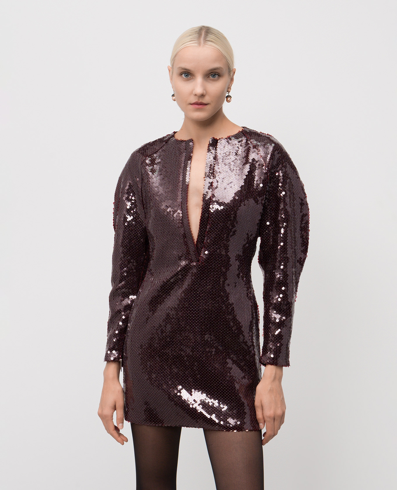 

Burgundy Mitilla mini dress with sequins 16Arlington