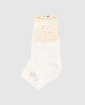 RiminiVeste Coccoli children's white socks with crystals in the form of a bow LOLLO3FS