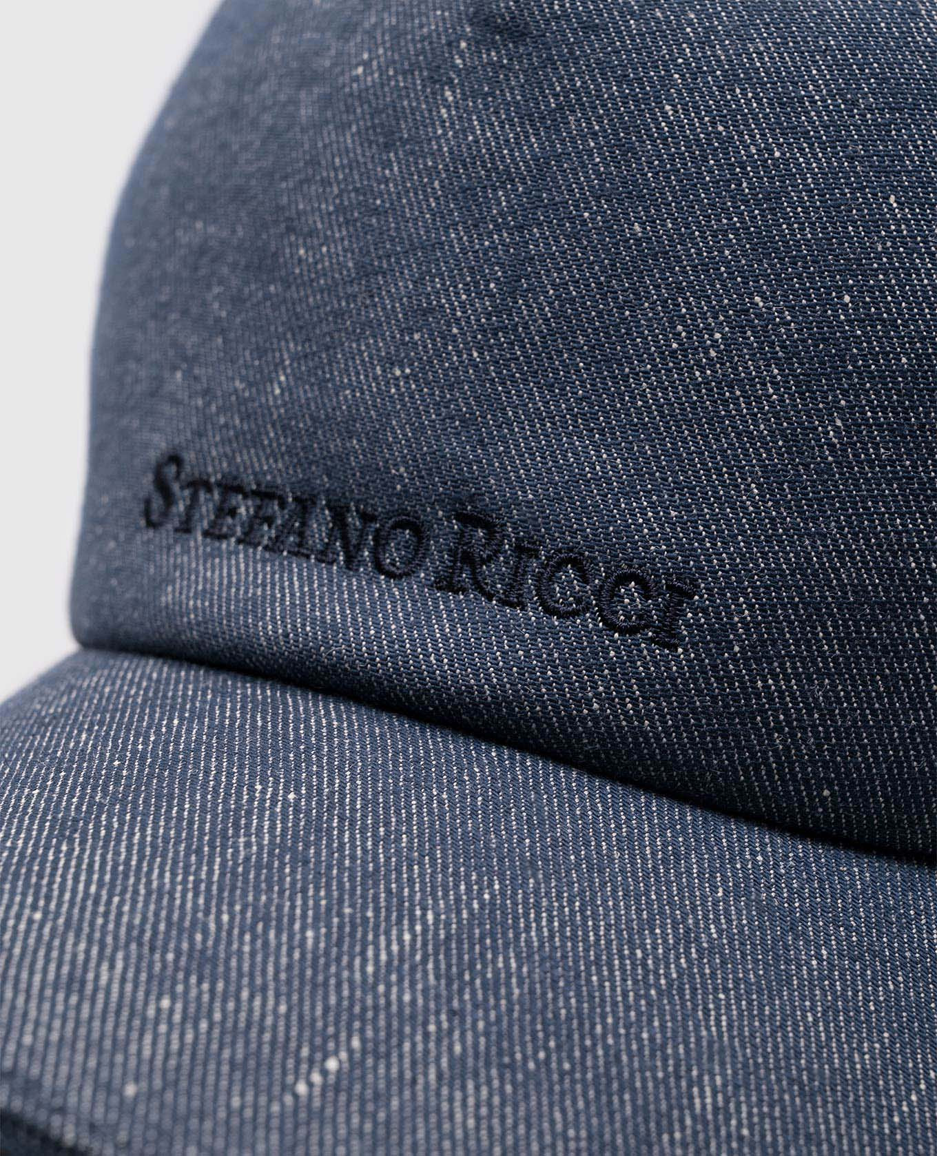 

Blue linen cap with logo embroidery Stefano Ricci