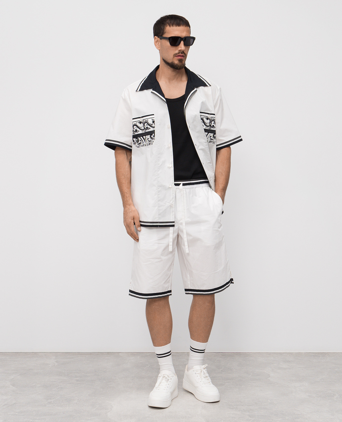 

White short-sleeved shirt with print Dolce&Gabbana