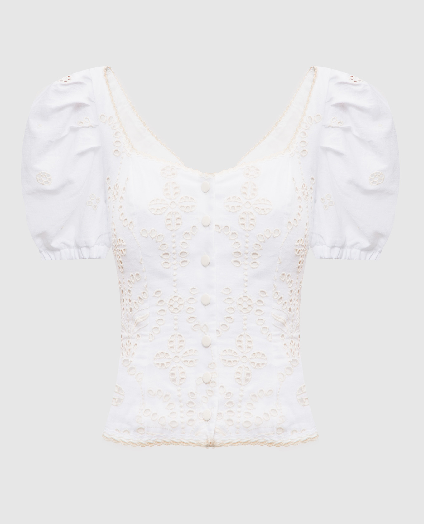 

White Kinsy linen blouse with broderie embroidery Charo Ruiz