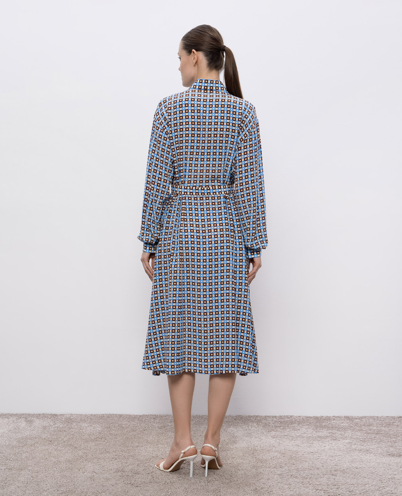 

Blue geometric print silk shirt dress Ermanno Scervino, Light blue