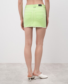 Manuel Luciano Green denim skirt with logo 1311379