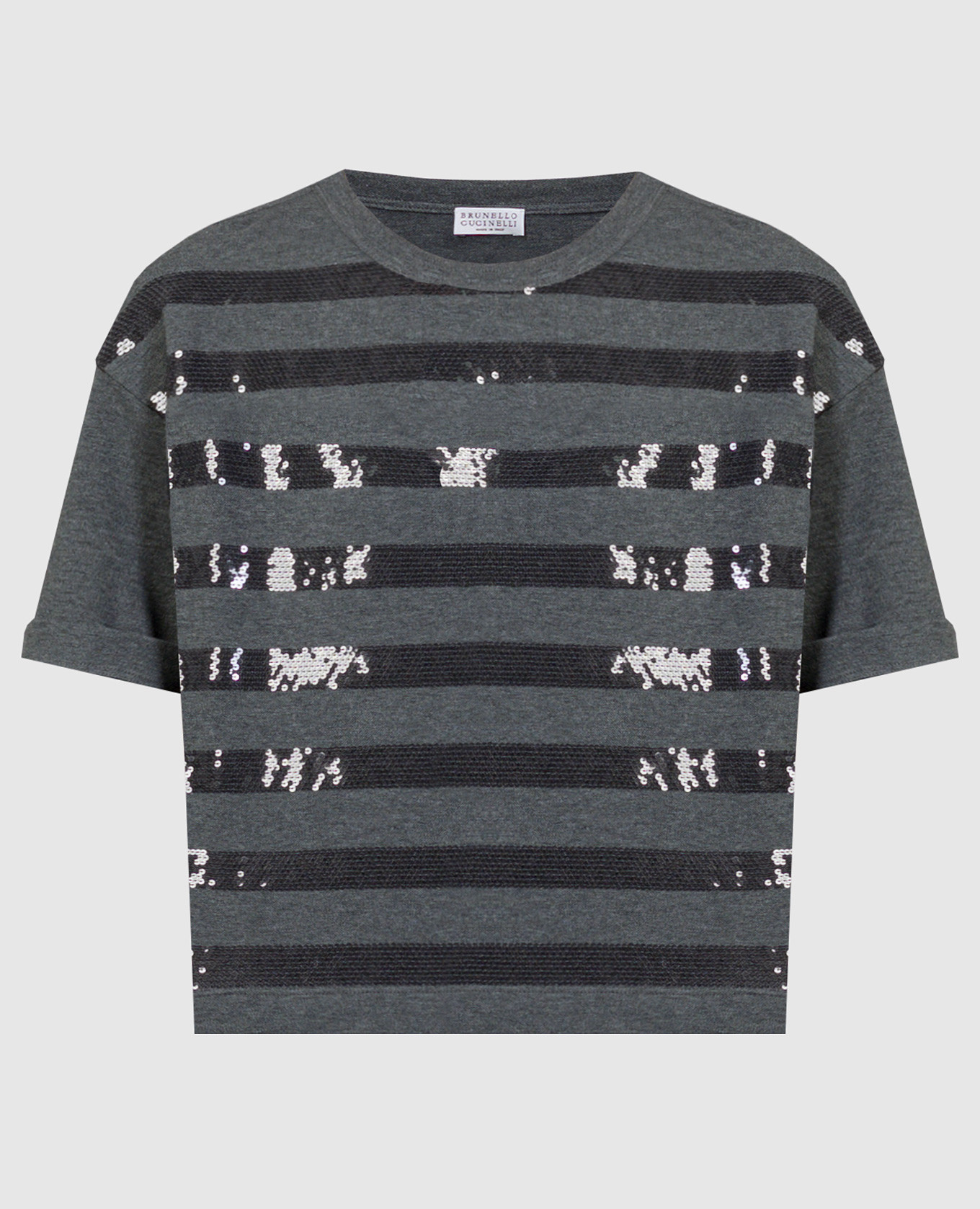 Gray t-shirt with sequins brunello cucinelli