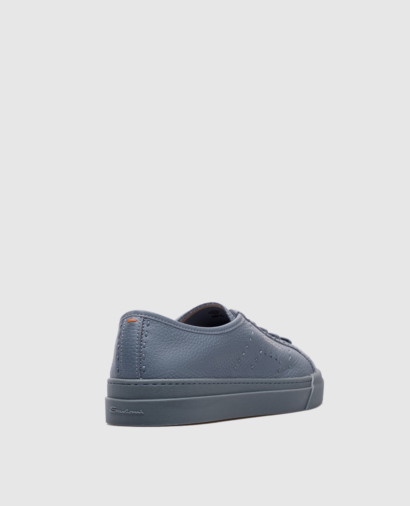 

Blue leather sneakers with logo Santoni