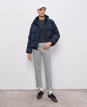 Peserico Blue down jacket with brand patch S2410606104