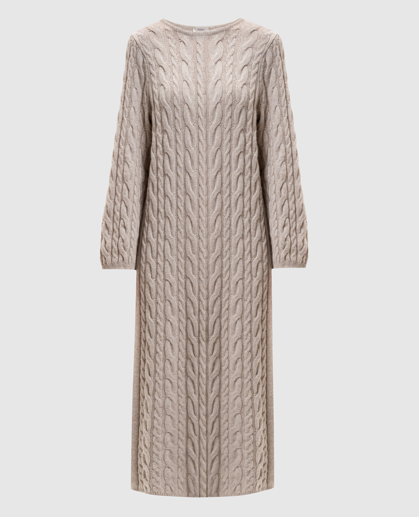 Beige cashmere and silk dress with textured pattern Agnona