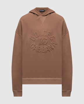Dolce&Gabbana Beige hoodie with textured logo G9BNLZG7O2P
