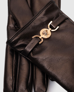 Versace Brown leather gloves with Medusa emblem 10183801A13774