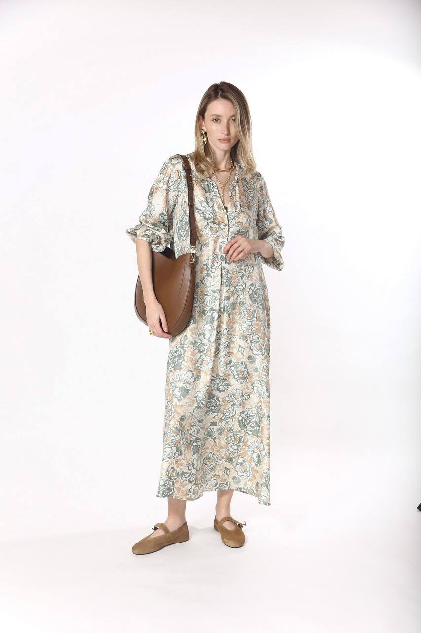 

YUI floral print silk shirt dress Momoni, White