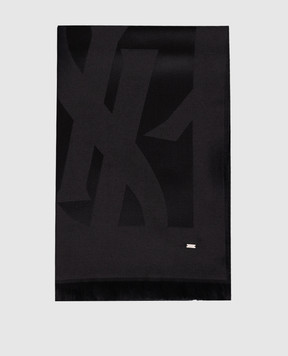 Saint Laurent Black CASSANDRE wool stole 7194283Y210
