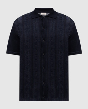Agnona Blue T-shirt with linen and silk pattern KD09U256E1210
