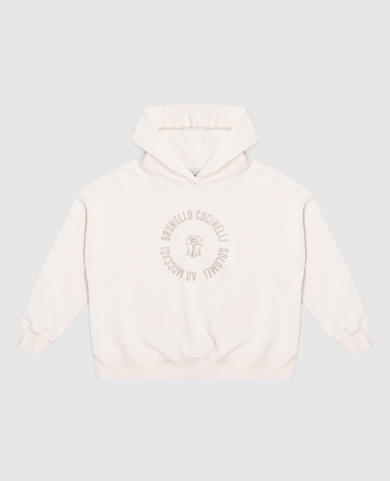 Children's beige hoodie with logo embroidery
