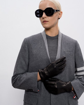 Babe Pay Pls Black leather gloves with slit BASIC