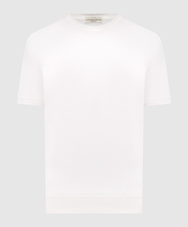 White T-shirt with silk and cashmere