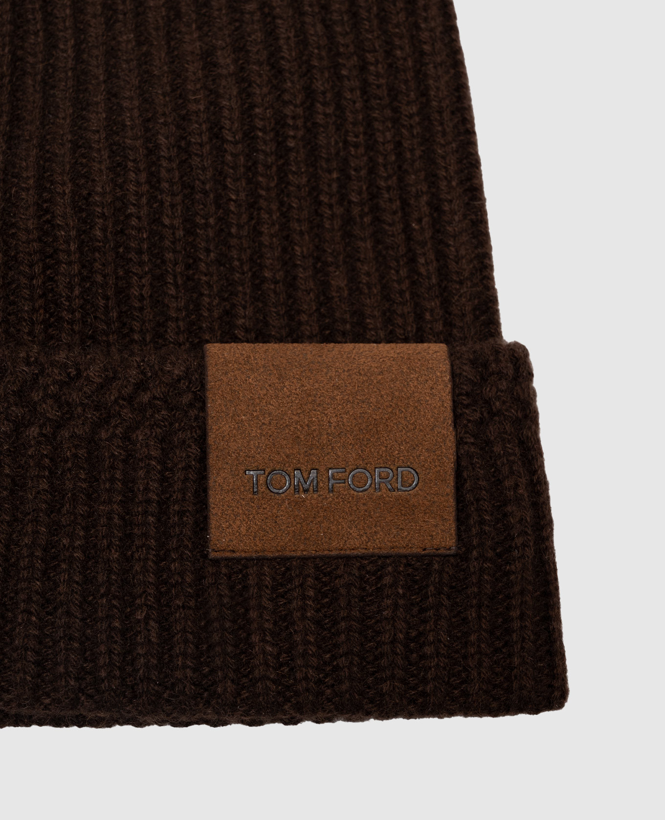 

Brown cashmere hat with logo Tom Ford