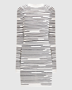 Balmain White mini dress with textured pattern FF0R8762KI94