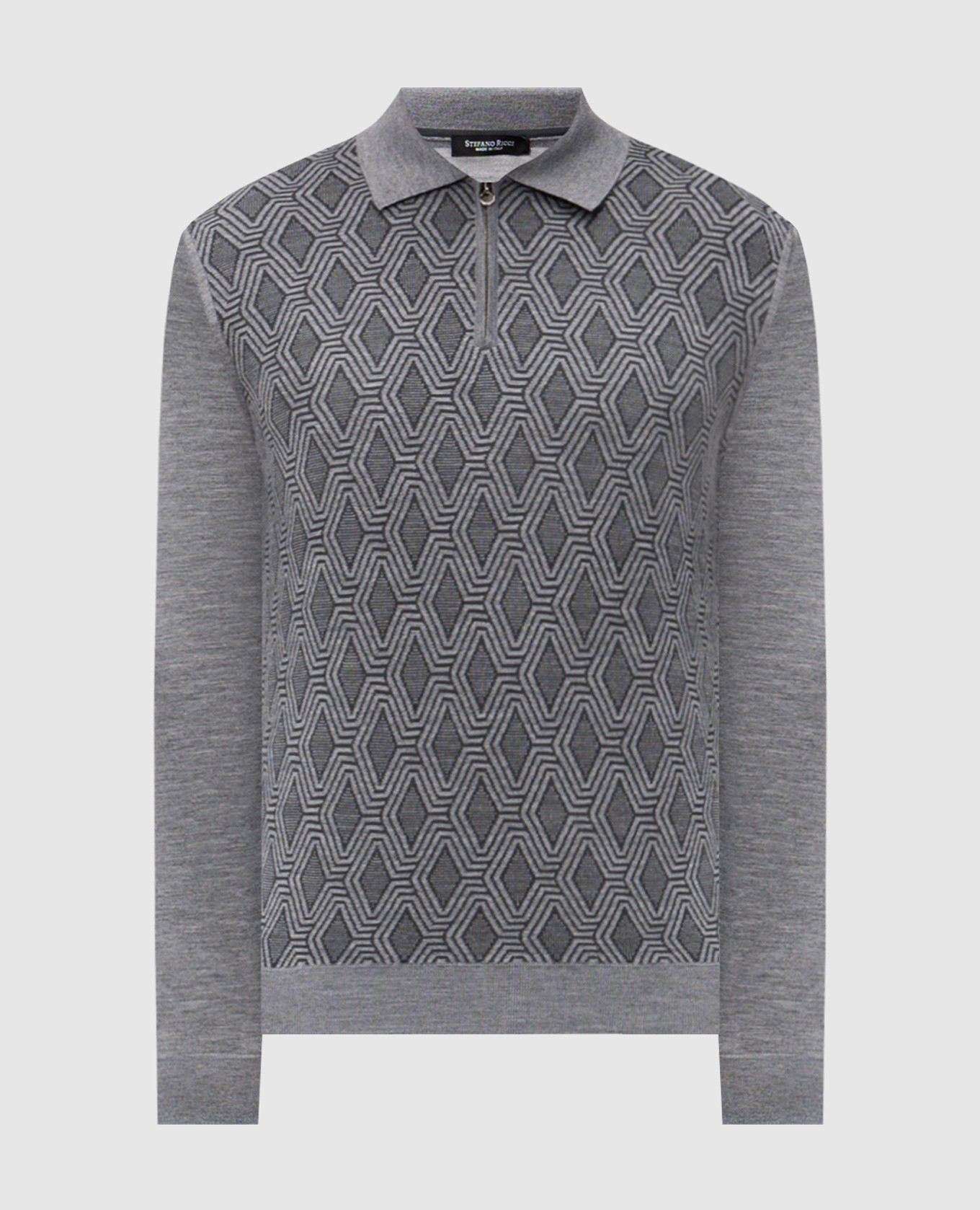 

Gray wool, silk and cashmere polo shirt with a pattern Stefano Ricci, Grey