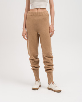 Twinset Brown wool and cashmere joggers with lurex 232TT3201