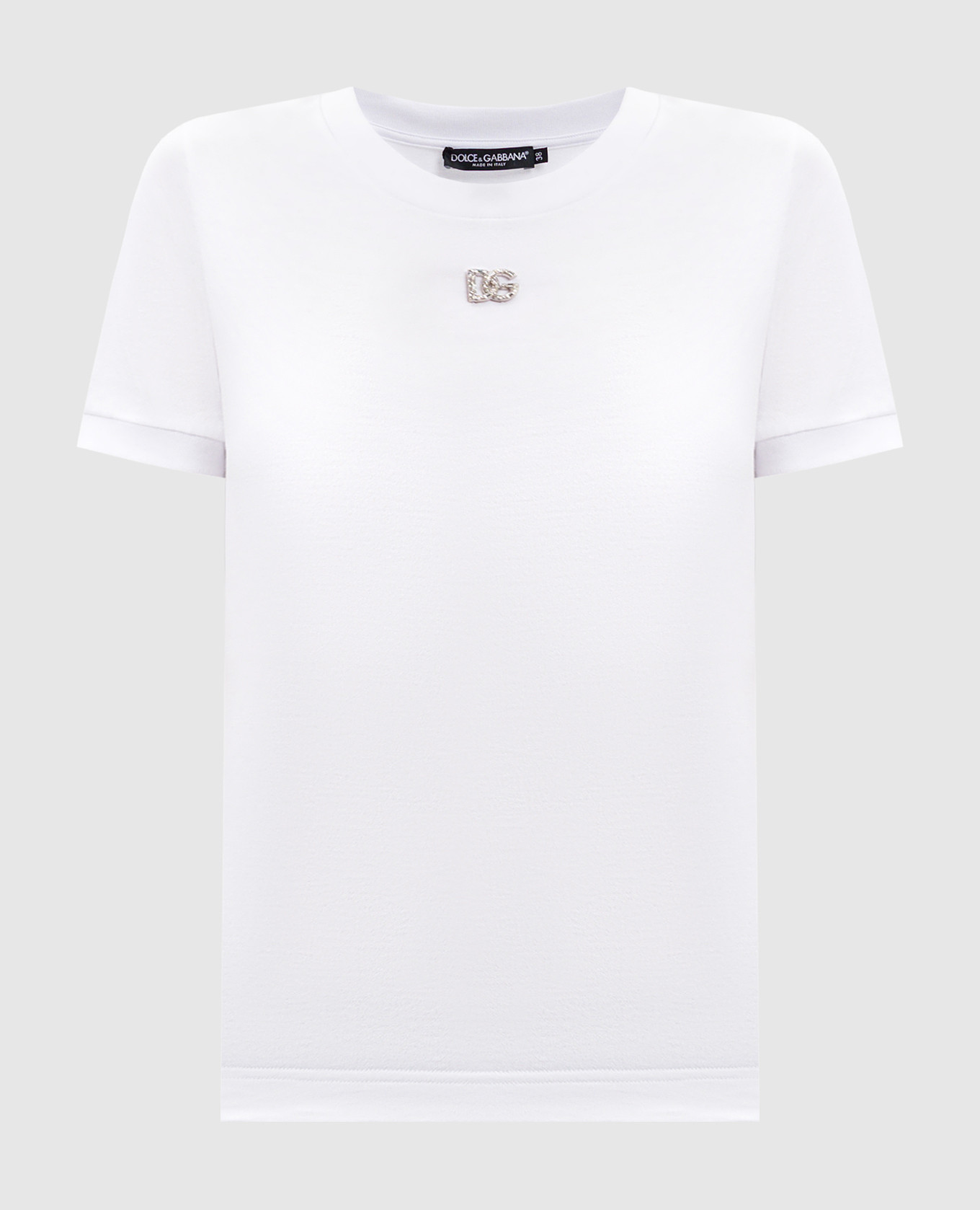 White DG logo t-shirt with crystals