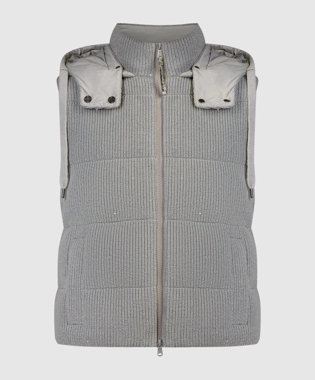 Brunello Cucinelli - Gray down vest with sequins M0DVT2142 - shop