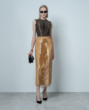 Alexander McQueen Yellow midi skirt with fringe 791072Q1A9M